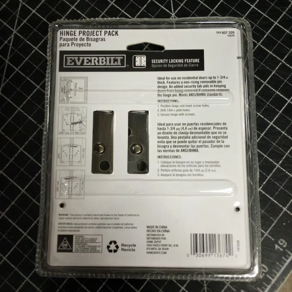 Everbilt Value Pk - 3PK - 4 in Door Hinges - Antique Brass Finish, NIP